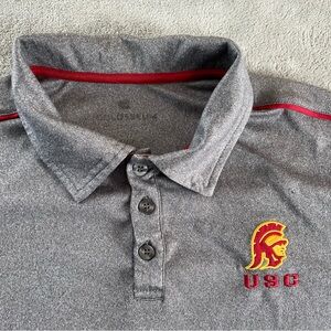 USC Trojans Polo Shirt Large (no tag) Mens Gray Colosseum Embroidered